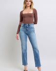 Judy Blue Full Size Wash Thermal Straight Jeans with Pockets