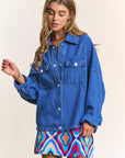 J.NNA Snap Down Long Sleeve Denim Shacket