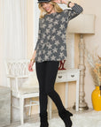 Celeste Design Full Size Leopard Star Contrast Top