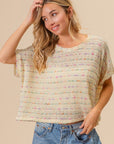 BiBi Striped Popcorn Knit Top