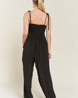 Jade By Jane Smocked Tie Strap Jumpsuit