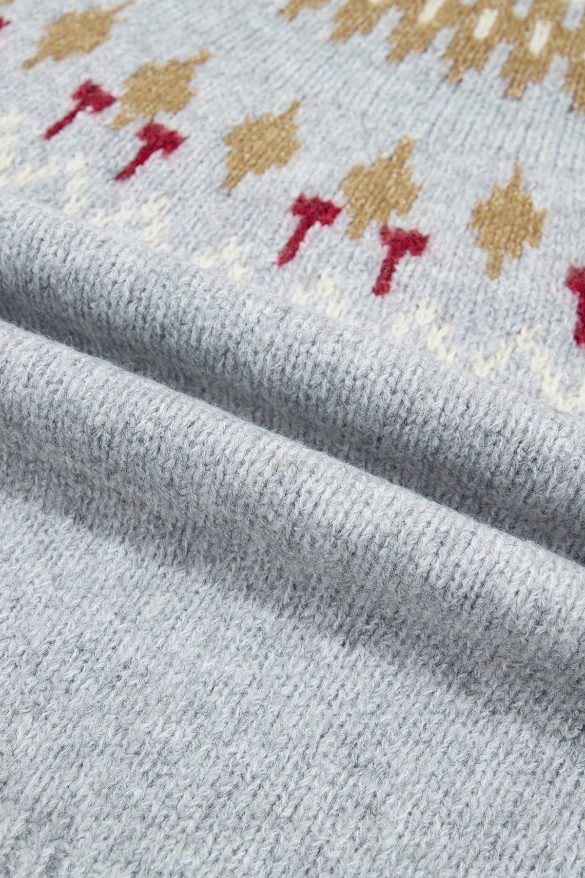 Gray Fair Isle Raglan Sleeve Sweater