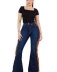 GJG Denim Fringe Bell Bottom in Dark Wash- 30 Inseam