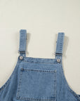 Pleated Wide Leg Pocketed Denim Jumpsuit