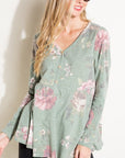 e Luna Floral Triblend Babydoll Top