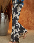 Mocha Cow Print Flared Pants