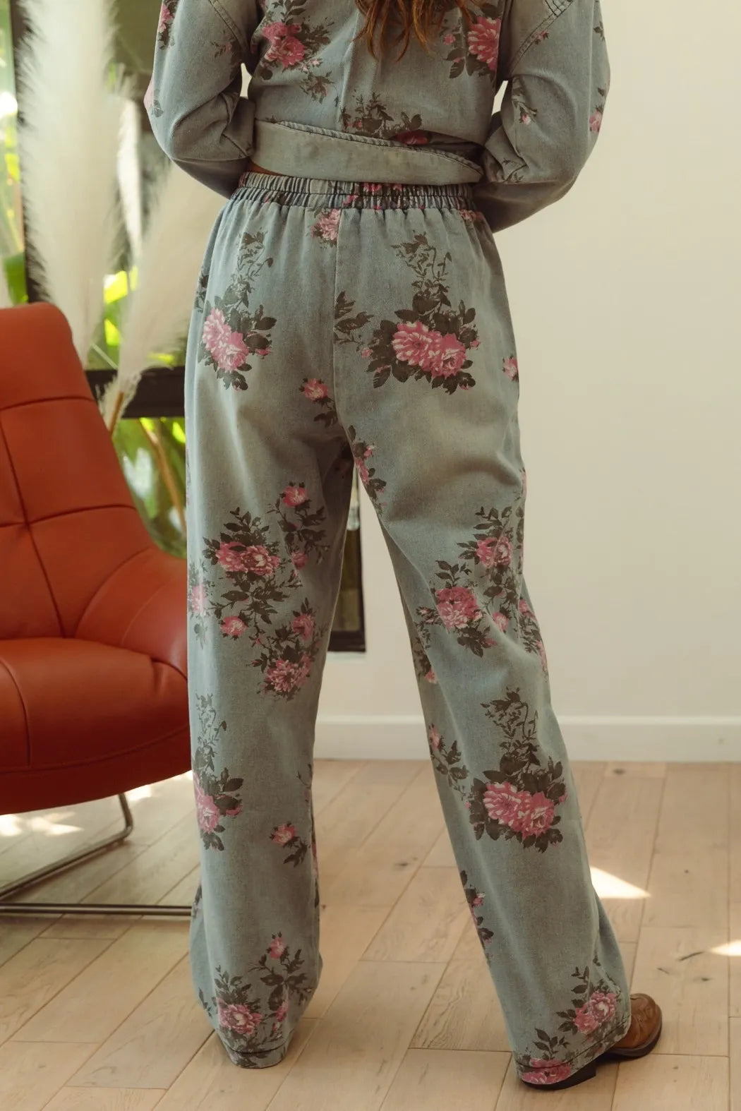 BiBi Flower Printed Denim Pants
