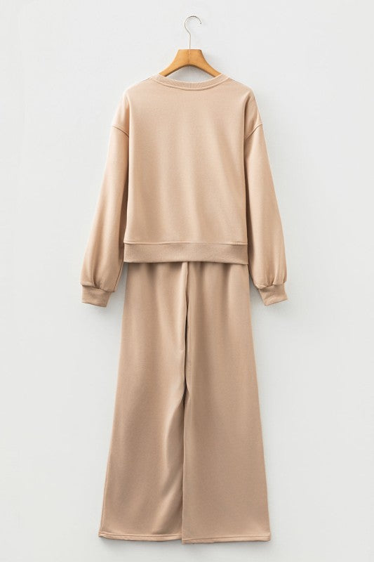 Varsity Stripe Crewneck Pullover and Sweatpants Set