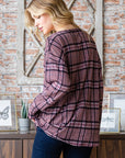 Heimish Full Size Plaid V-Neck Long Sleeve Top