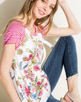 e Luna Pin Striped Floral Mix Top