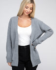 Zenana Melange Open Front Sweater Cardigan