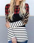 Women Splicing Striped Color Block Long Sleeve Top