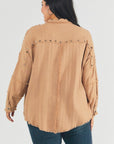 Davi & Dani Plus Distressed Hem Oversize Shirt - Online Only