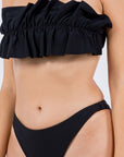 2 Piece Tube Top with Ruched Ruffle Bikini