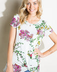 e Luna Floral Jersey Front Twist Tunic Top