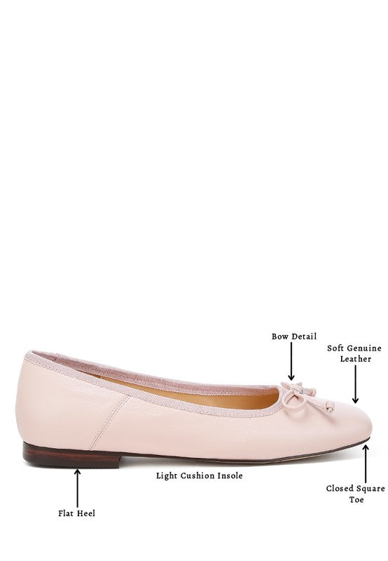 Lutten Square-Toe Bow Ballerinas