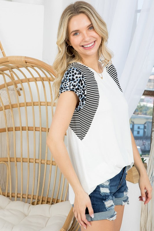 e Luna PLUS Animal Mixed Colorblock Top