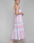 Striped Print Ruffle Hem Cami Dress - Online Only