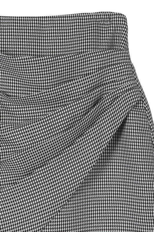 Lilou Houndstooth Shirred Wrap Skirt