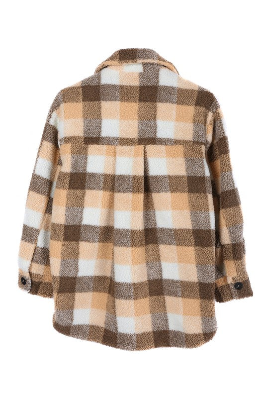 Plaid Sherpa Jacket with Pockets by Lilou