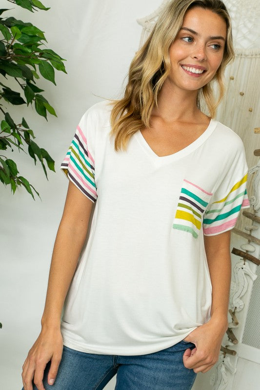 e Luna PLUS Multi Stripe Boxy Top