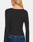 Zenana Square Neck Fitted Long Sleeve T-Shirt