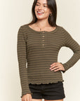 Jade By Jane Round Neck Striped Top