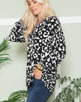 Celeste Full Size Leopard V-Neck Long Sleeve Blouse