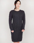 Loose Fit Knee Length Heavy Cable Knitted Dress