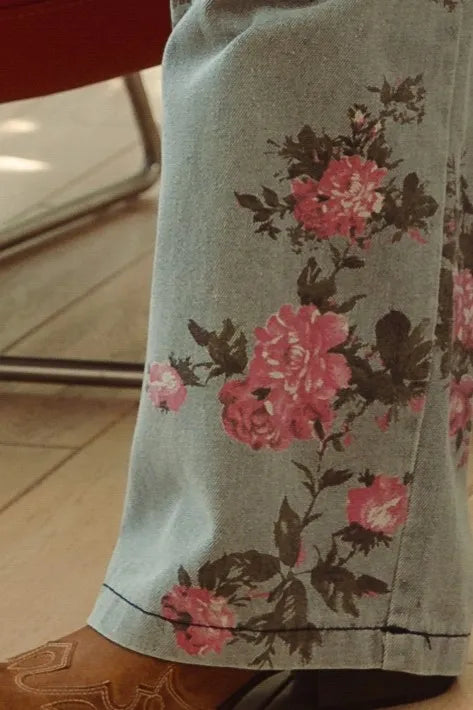 BiBi Flower Printed Denim Pants
