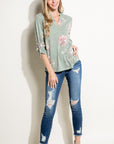 e Luna Floral Split Neck Top