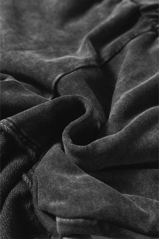 Mineral Wash Patchwork Tiered Wide Leg Pants