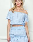 e Luna Gingham Seersucker Top & Skirt Set