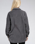 Grey Textured Button Up Shacket