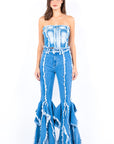 American Bazi Frayed Edge Denim Corset Top