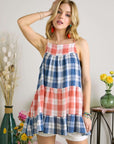 ADORA Plaid Tiered Babydoll Cami