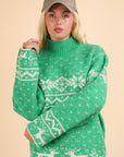 VERY J Christmas Element Mock Neck Long Sleeve Sweater