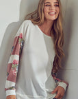 e Luna Solid Floral Mix Sweatshirt