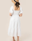 Lilou Tiered Long Dress with Puff Sleeves