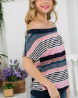 e Luna PLUS Striped Offshoulder Top