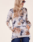 e Luna Tie Dye Hoodie High Low Plus Top