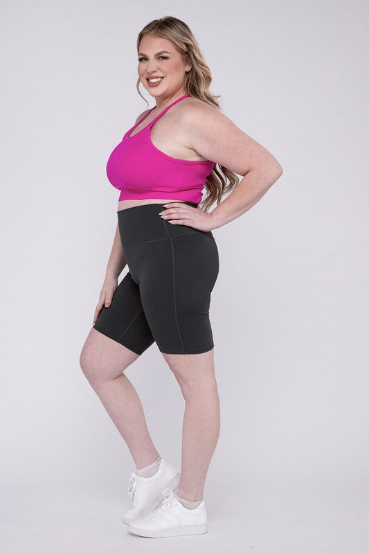 ZENANA Plus Athletic High Rise Biker Shorts