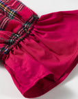 Plaid Collared Bow Tie Ruffle Long Sleeve Blouse