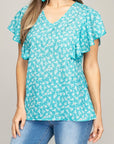 V-Neck Top With Winged Sleeves