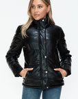 YMI Pocketed Zip Up Turtleneck Puffer Jacket