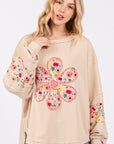 SAGE + FIG Daisy Patch Applique Long Sleeve Sweatshirt