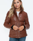 YMI Pocketed Zip Up Turtleneck Puffer Jacket