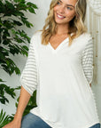 e Luna Striped Mix Split Neck Top