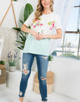 e Luna Floral Striped Mixed Top