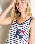 e Luna Striped Floral Mix Tank